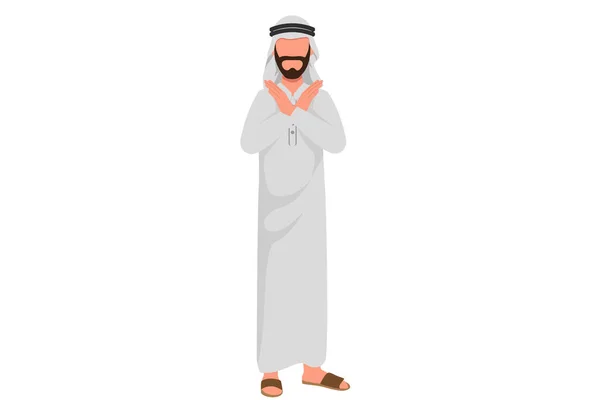 Business Style Dessin Animé Plat Dessinant Homme Affaires Arabe Avec — Image vectorielle