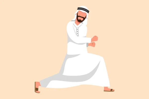 Desenho Negócios Desenho Feliz Árabe Homem Negócios Arco Com Sim —  Vetores de Stock