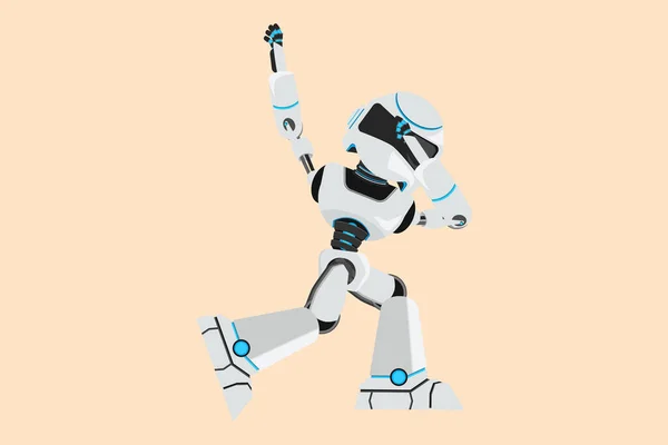 Business Piatto Stile Cartone Animato Disegno Robot Felice Piedi Con — Vettoriale Stock