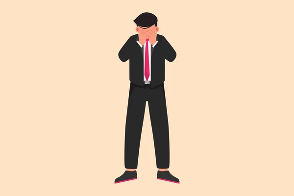 Geschäftsleute Zeichnen Deprimierte Geschäftsleute Die Ihr Gesicht Mit Händen Bedecken — Stockvektor