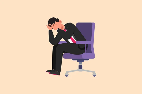 Business Flat Cartoon Style Drawing Frustrated Businessman Holding His Head — Stock Vector