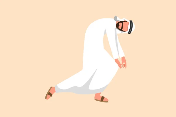 ビジネスフラット漫画のスタイルを描画落ち込んでアラブのビジネスマンがお辞儀をした 孤独を感じ 精神的な圧力か圧力を有する人 経済不況の破産 グラフィックデザインベクトルイラスト — ストックベクタ