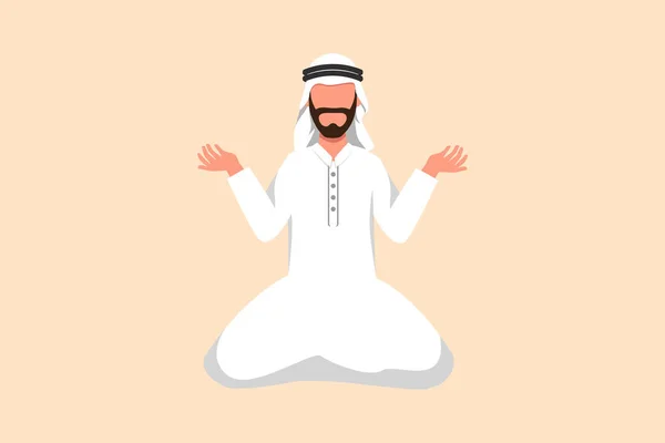 Business Dessin Style Dessin Animé Plat Déprimé Homme Affaires Arabe — Image vectorielle