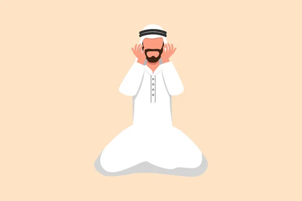 Dessin Conception Entreprise Déprimé Homme Affaires Arabe Désespoir Souffrent Chagrin — Image vectorielle