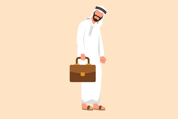 Geschäftsflache Zeichnung Cartoon Stil Deprimierte Arabische Geschäftsleute Die Mit Aktentasche — Stockvektor