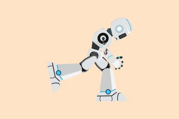 Business Piatto Disegno Stile Cartone Animato Robot Depresso Inchinò Cyborg — Vettoriale Stock