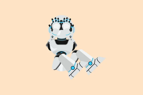 Business Piatto Disegno Stile Cartone Animato Robot Depresso Sensazione Triste — Vettoriale Stock