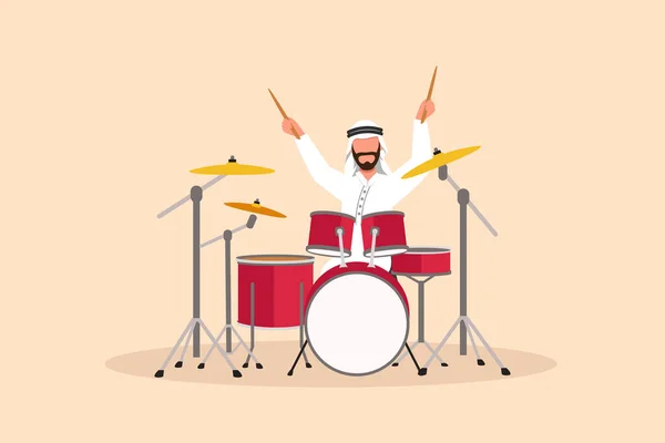 Negocios Planos Dibujos Animados Estilo Dibujo Árabe Músico Masculino Jazz — Vector de stock