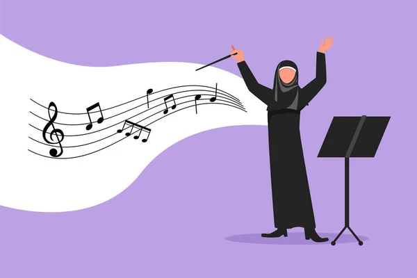 Επιχειρηματικός Σχεδιασμός Σχέδιο Αραβίδα Γυναίκα Μαέστρος Ορχήστρα Μουσικής Γυναίκα Μουσικός — Διανυσματικό Αρχείο