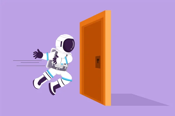 Cartoon Επίπεδη Στυλ Σχέδιο Νεαρός Αστροναύτης Τρέχει Και Θέλουν Σπάσουν — Διανυσματικό Αρχείο