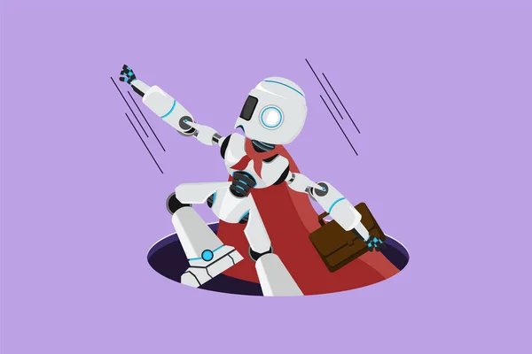 Tecknad Platt Stil Rita Smart Robot Med Vinge Och Portfölj — Stock vektor