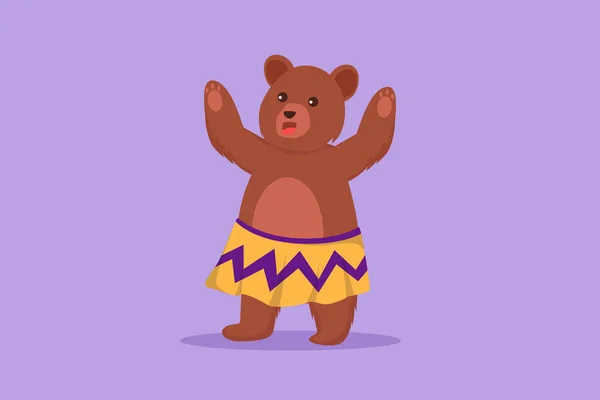 Desenhos Animados Estilo Plano Desenhando Urso Executar Danças Cutely Frente — Vetor de Stock