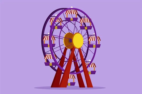 Dibujo Dibujos Animados Estilo Plano Rueda Ferris Colores Parque Atracciones — Vector de stock
