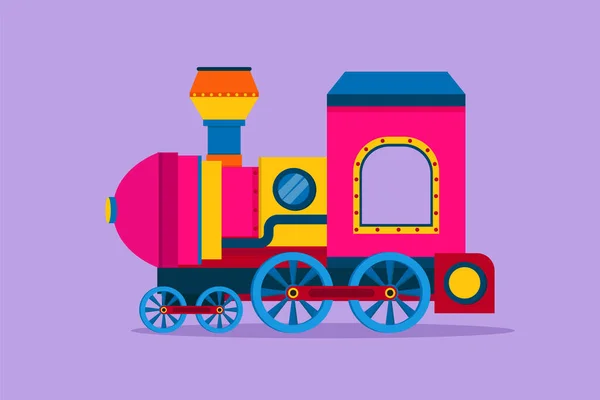 Character Flat Drawing Colorful Toy Train Locomotive Form Roving Steam — Stock Vector