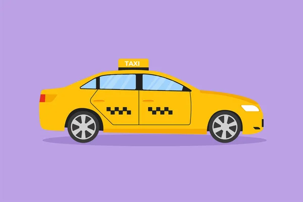 Dibujos Animados Estilo Plano Dibujo Más Reciente Taxi Moderno Coche — Vector de stock