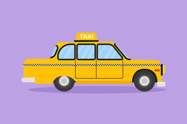Dibujos Animados Estilo Plano Dibujar Viejos Coches Taxi Todavía Operan — Vector de stock