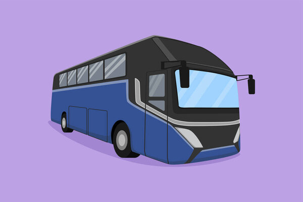 Cartoon flat drawing express buses that serve inter-city passenger trips between provinces and also be used by tourists. Общественный транспорт на дороге. Городская жизнь. Графическая векторная иллюстрация