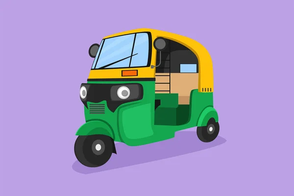 Графический Плоский Дизайн Рисует Рикшу Традиционного Транспорта Индии Который Обслуживает — стоковый вектор