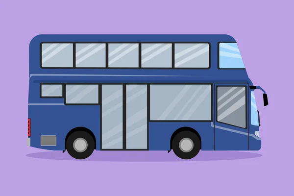 Personaje Plano Dibujo Autobuses Dos Pisos Que Ven Desde Lado — Vector de stock