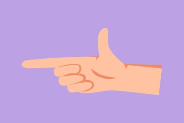 Grafik düz tasarım, el yapımı silah ya da silah hareketi. El ateş işareti ya da sembol. Sözsüz ya da el işareti olmadan. İnsan eğitimi için el varyasyonu şekli. Çizgi film biçimi vektör illüstrasyonu