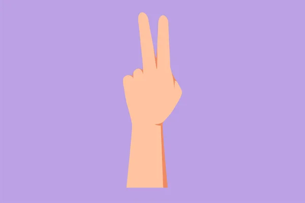 Cartoon Επίπεδη Στυλ Σχέδιο Χέρι Χειρονομία Σύμβολο Της Ειρήνης Αριθμός — Διανυσματικό Αρχείο