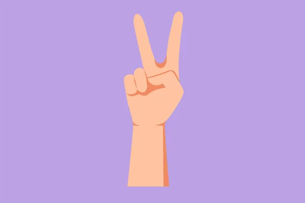 Χαρακτήρας Επίπεδη Σχέδιο Χέρι Χειρονομία Σύμβολο Της Ειρήνης Αριθμός Δύο — Διανυσματικό Αρχείο