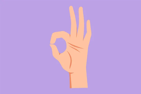Χαρακτήρας Επίπεδη Σχέδιο Χέρι Δείχνει Εντάξει Τέλεια Χειρονομία Τρίτο Χέρι — Διανυσματικό Αρχείο