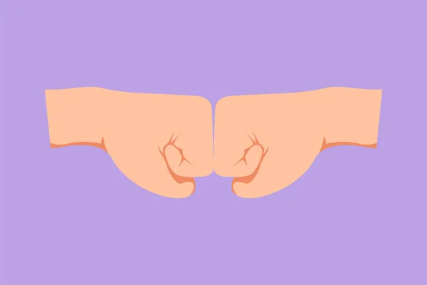 两个男人平手抽打拳头的性格 武力的标志或象征 在人类教育中使用手势进行交流 卡通设计矢量图解 — 图库矢量图片