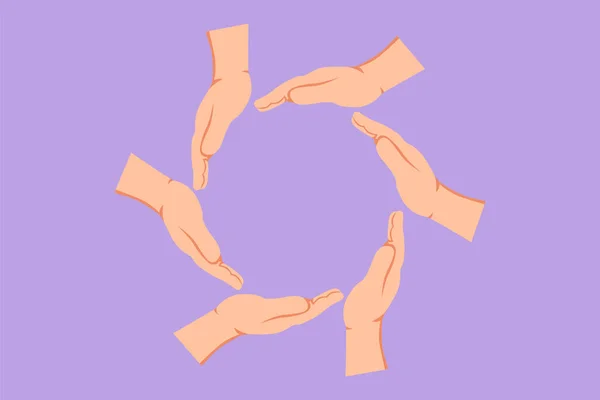 Χαρακτήρας Επίπεδη Χειρονομία Χέρι Σχέδιο Έξι Παλάμες Κάνοντας Κύκλο Σύμβολο — Διανυσματικό Αρχείο