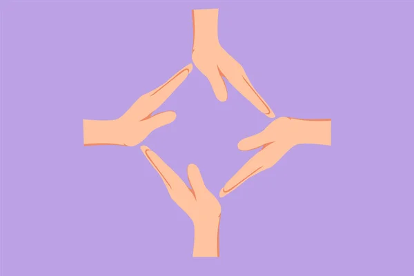 Κινούμενο Σχέδιο Επίπεδου Στυλ Των Τεσσάρων Παλάμη Χέρια Κάνουν Τετράγωνο — Διανυσματικό Αρχείο