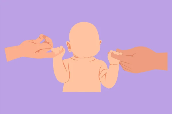 Χαρακτήρας Επίπεδη Σχέδιο Όμορφο Κοριτσάκι Κρατώντας Τους Γονείς Χέρια Αξιολάτρευτα — Διανυσματικό Αρχείο