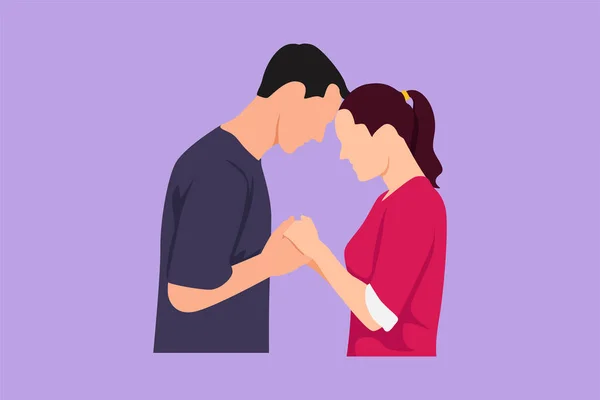 Charakter Flache Zeichnung Glücklich Liebenden Mann Und Frau Händchen Halten — Stockvektor