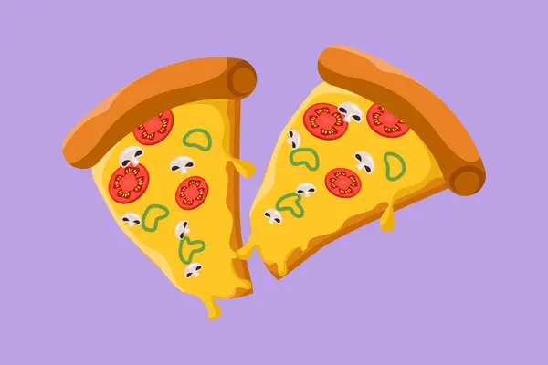 Postać Płaska Rysunek Dwóch Włoskich Etykiet Logo Pizzy Godło Fast — Wektor stockowy
