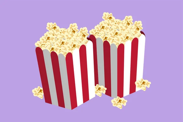 Charakter Flache Zeichnung Frische Süße Köstliche Popcorn Mit Abgestreiften Muster — Stockvektor