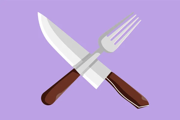 Couteau Dessin Plat Caractère Fourchette Pour Emblème Logo Restaurant Modèle — Image vectorielle