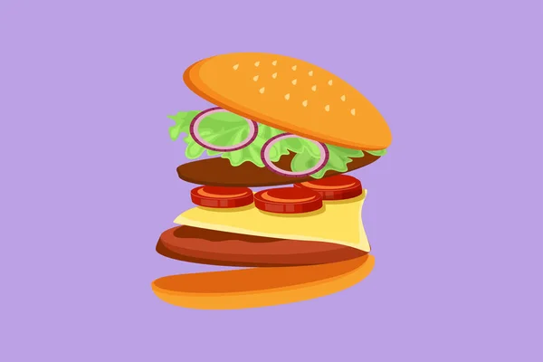 Графический Плоский Дизайн Рисунок Свежие Вкусные Американские Гамбургеры Логотип Ресторана — стоковый вектор