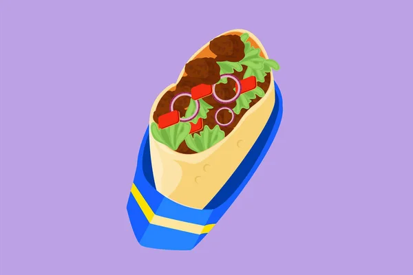 Χαρακτήρας Επίπεδη Σχέδιο Φρέσκο Καυτό Πικάντικο Online Λογότυπο Κατάστημα Shawarma — Διανυσματικό Αρχείο