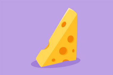 Lezzetli İtalyan peynirci ambleminin karikatür düz çizimi. Çevrimiçi mandıra logoti şablonu. Mandıra ya da yemek dağıtım servisi. Grafik tasarım vektör çizimi