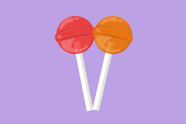 Cartoon Flachen Stil Zeichnung Süße Köstliche Online Runde Lutscher Süßigkeiten — Stockvektor