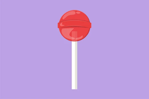 Cartoon Flat Style Drawing Stylized Lollipop Candy Shop Logo Label — Stock Vector