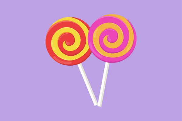 Cartoon Flat Style Drawing Fresh Sweet Online Swirly Lollipop Shop — Stock Vector