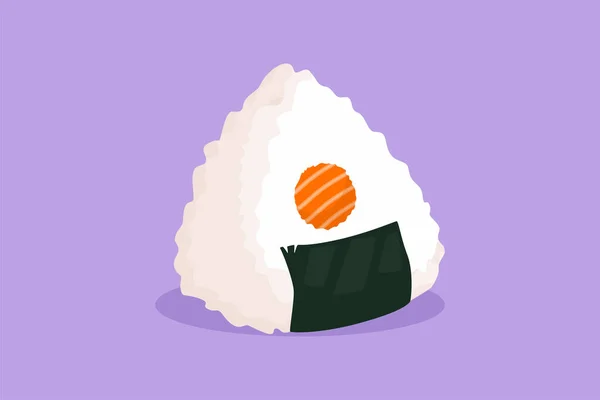 Charakter Flache Zeichnung Frische Köstliche Japanische Onigiri Reis Restaurant Logo — Stockvektor