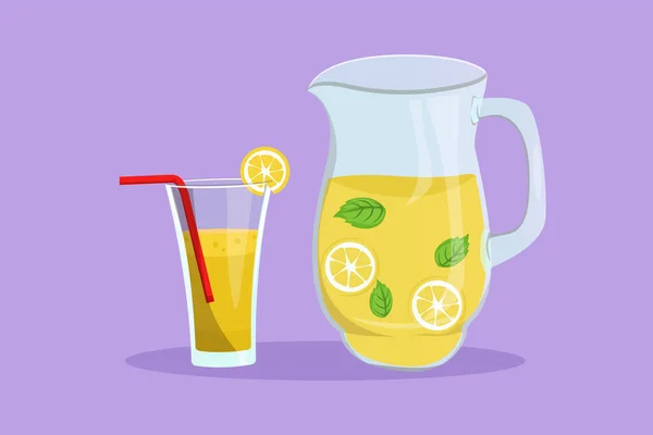 Grafisches Flaches Design Das Frisches Stilisiertes Limonadeneis Mit Zitronenscheiben Logo — Stockvektor