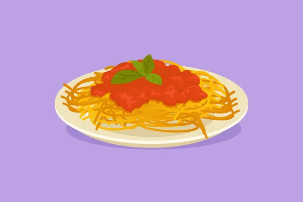 Caractère Plat Dessin Stylisé Italien Spaghetti Logo Étiquette Flyer Autocollant — Image vectorielle