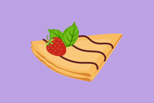 Cartoon Flat Style Drawing Fresh Delicious Crispy Crepes Restaurant Logo — Stock Vector