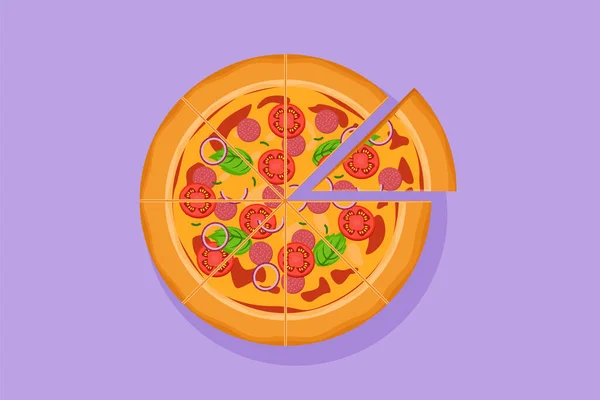 Graphisme Plat Dessin Frais Délicieux Italie Pizza Restaurant Logo Badge — Image vectorielle