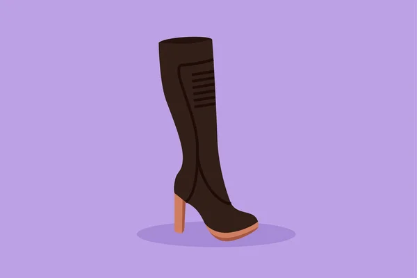图形平面设计描绘时髦的女靴 经典的女鞋 商务时尚靴 优雅的女人 脚后跟皮靴卡通风格矢量插图 — 图库矢量图片