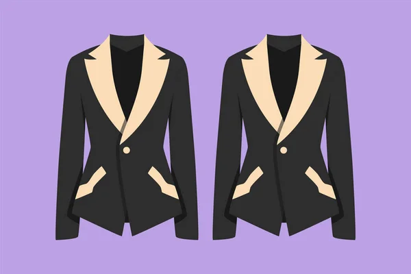 Desenho Plano Caráter Belo Logotipo Blazer Feminino Mulheres Blazer Símbolo —  Vetores de Stock