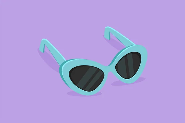 Cartoon Flat Style Drawing Trendy Sunglasses Logo Emblem Stylist Glasses — Stock Vector