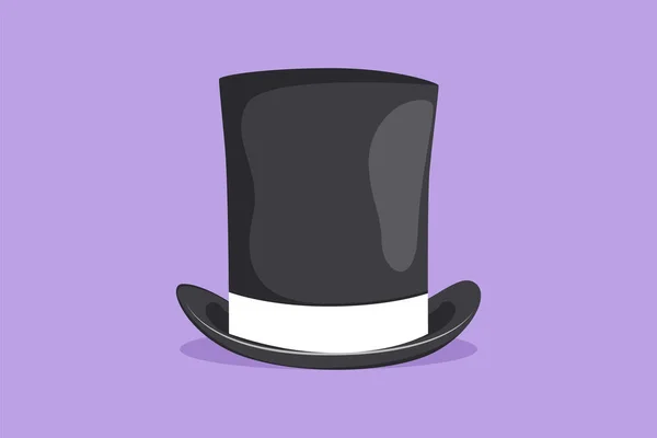 带丝带的格式化黑色大绅士帽圆筒的笔画 老式顶帽模板 旧衣服 精致的魔法帽绅士的风格 卡通设计矢量图解 — 图库矢量图片